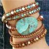 European and American Retro Natural Marine Stone Bracelet Beaded Natural Stone Woven Pure Handmade Bohemian Bracelet