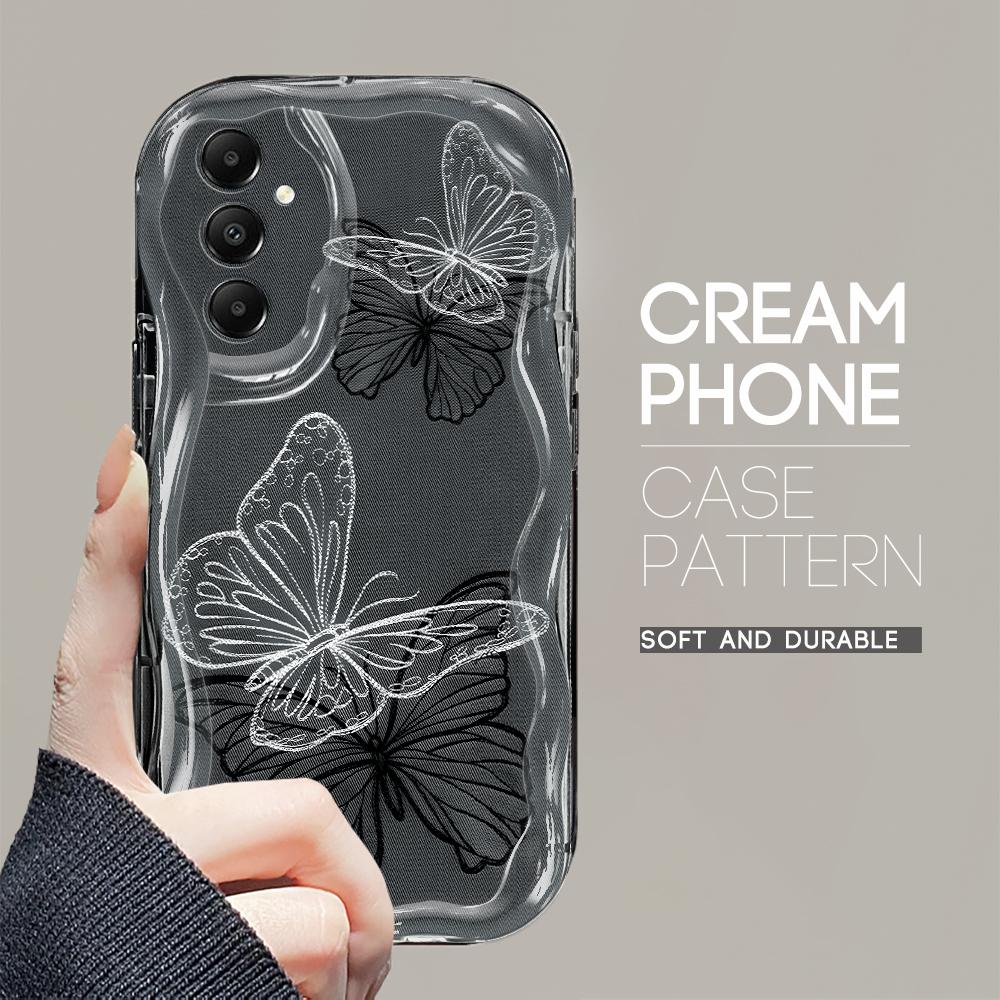 Roztomilý kreslený vzor s krémovou texturou Pouzdro s měkkým silikonovým zvlněným okrajem pro Samsung