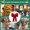 Red Christmas Bows Outdoor Decorations 48x63cm Christmas Tree Top Bow Velvet Wreath for Office Wreath Front Door Decoration