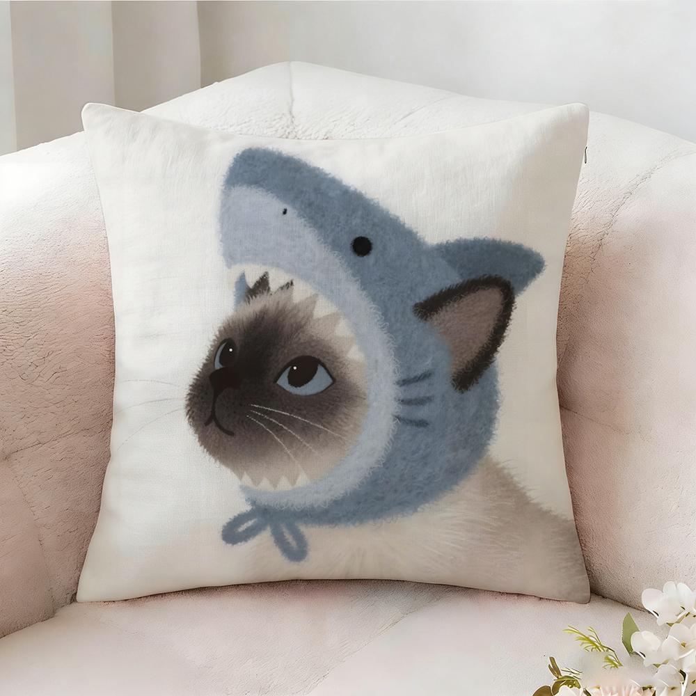 Cute Pink Cat Pattern Pillow Case Pillowcase Doublesided Printed Sofa Cushion Bedroom Headboard Pillow