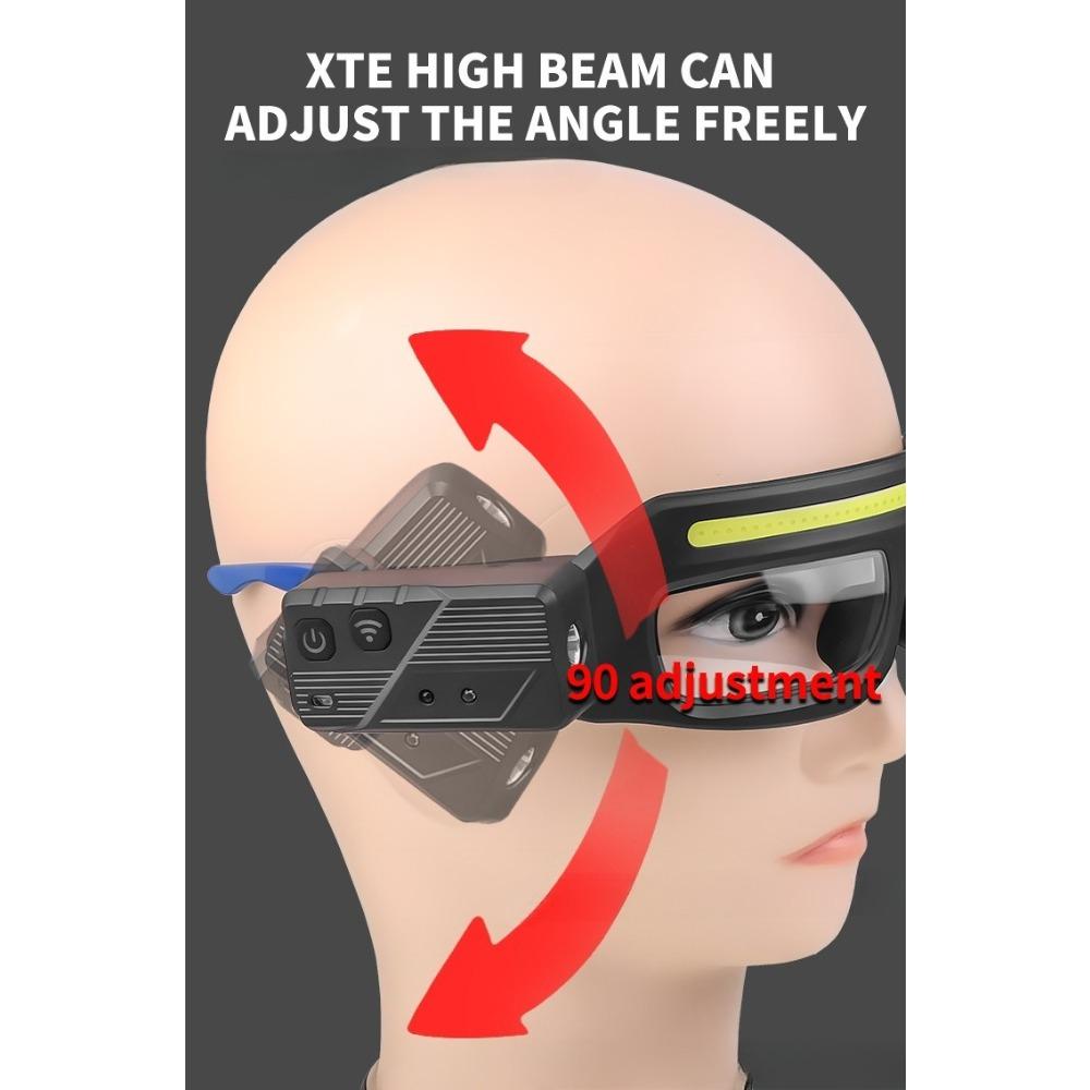 XTE Multifunctional Glasses Light TYPE-C Charging Warning Headlight Compact Portable Belt Induction Headlight