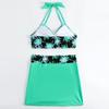 Two Piece Swimsuit for Women Printed Bikini Top with Padded Cups Wireless Design and Skirt Bottom with Adjustable Side Tie