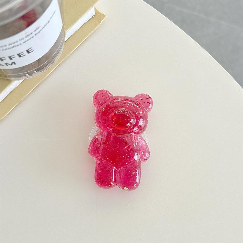 Transparent Bear Mobile Phone Airbag Bracket Gold Foil Back Sticker Creative Desktop Bracket Stable