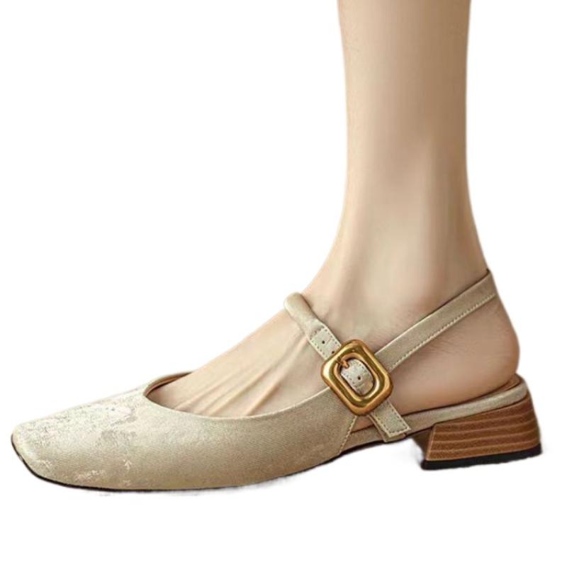 Fashion Mary Jane Women Sandals Mid Heels Square Toe Slingback Shoes 2024 Fashion Lolita Female Autumn New Elegant Dress Pumps Shoes