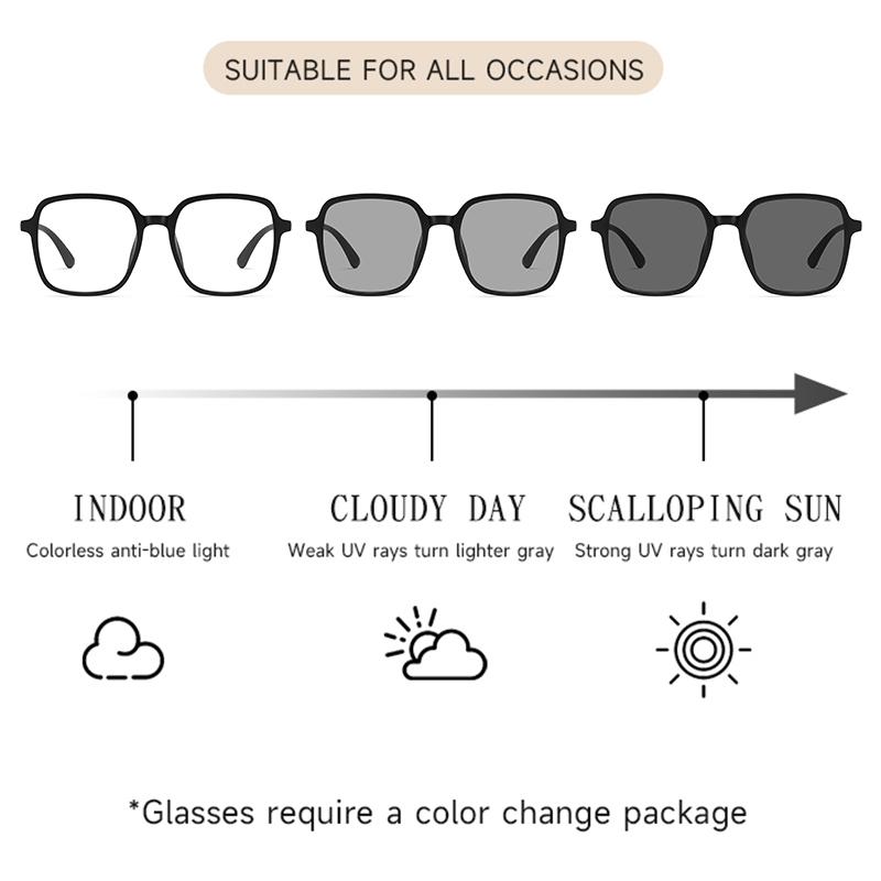 Must Have Square Photochromic Sunglasses Fashion Sunglasses Season Oversized Trendy Frame Sun Protective Uv Protection