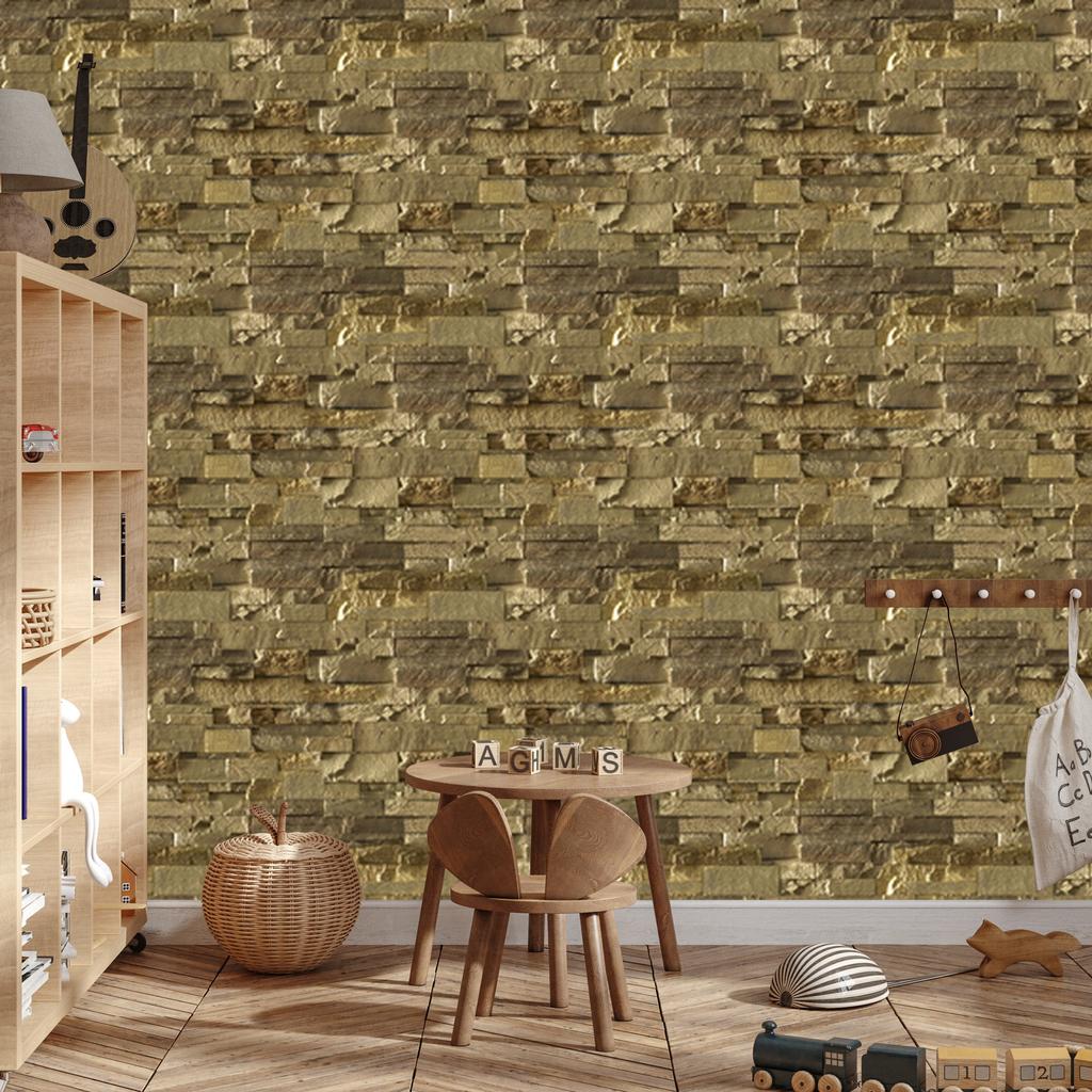 Stone Brick Wallpaper with 3D Effect for Living Room and Bedroom 50x1000