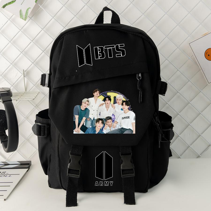 Korean Fashion Printed Backpack for Women Men Cute Youth School Bag Trendy Casual Daily Travel Shoulder Bag KTB