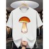European Size Men' Realistic Mushroom Print T-Shirt - Casual Short Sleeve Round Neck Summer Top with Mushroom & Detailing, Soft Casual Attire