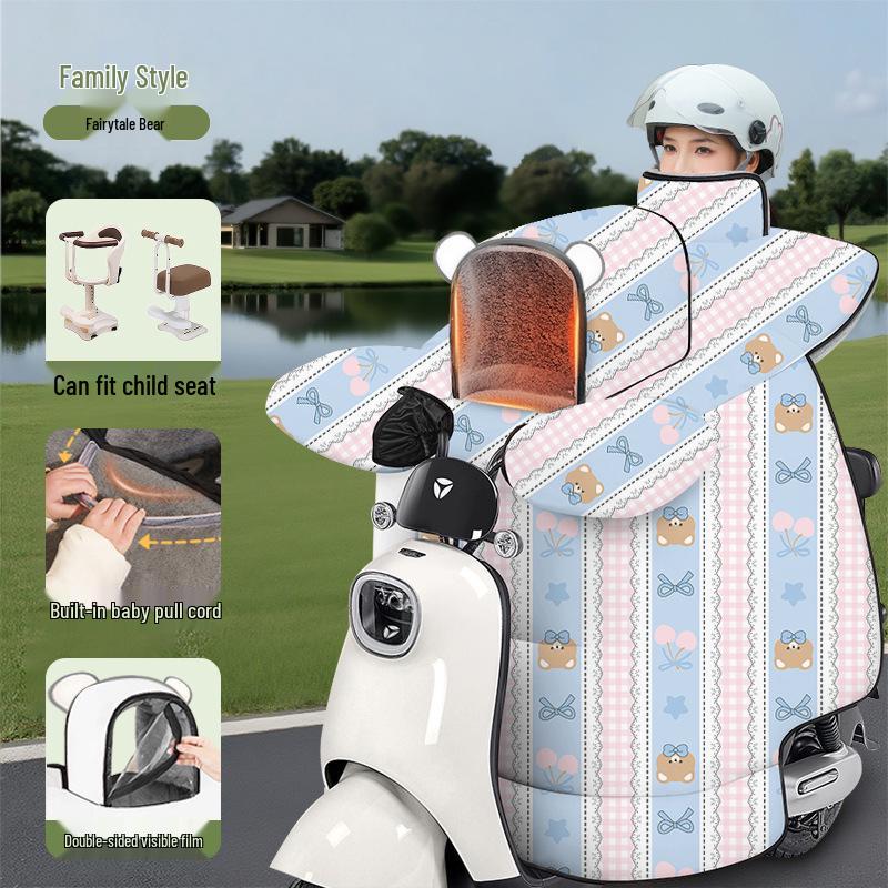 Thickened Windproof Winter Quilt for Electric Car & Motorcycle - Extra Large, Warm, and Coldproof Cover with Widened Shoulder Protection