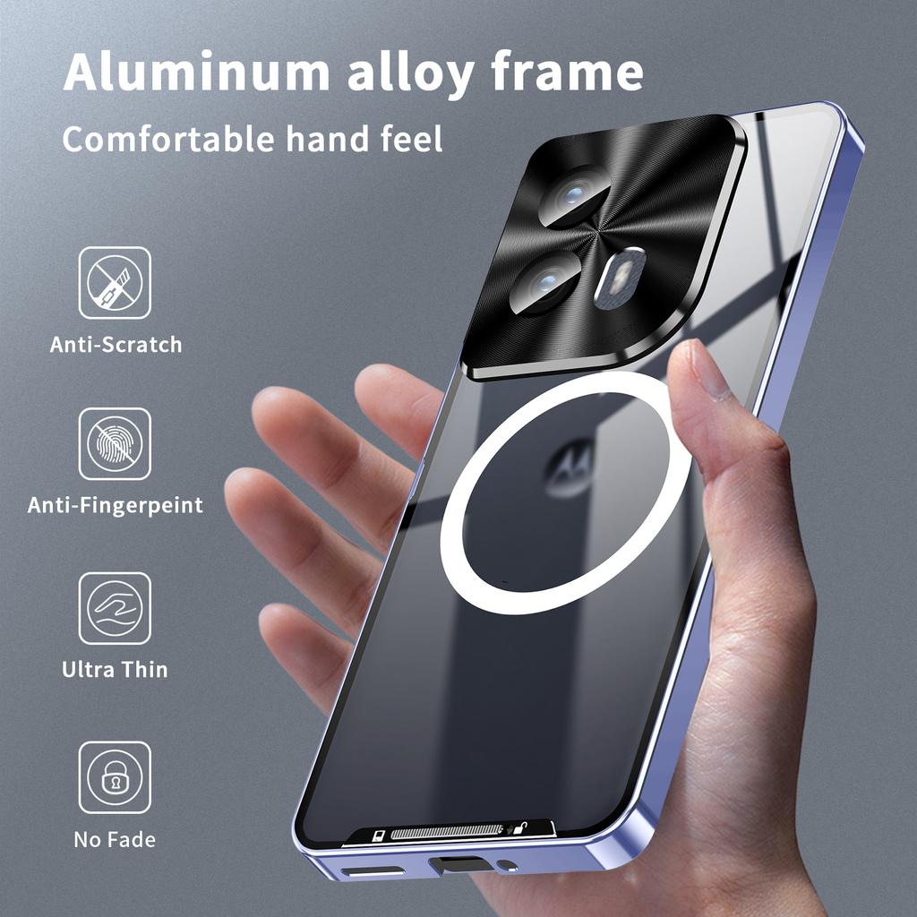 Magic Shield Magnetic Series for Motorola Edge (2024) 5G Case Metal+TPU Phone Cover with Lens Guard