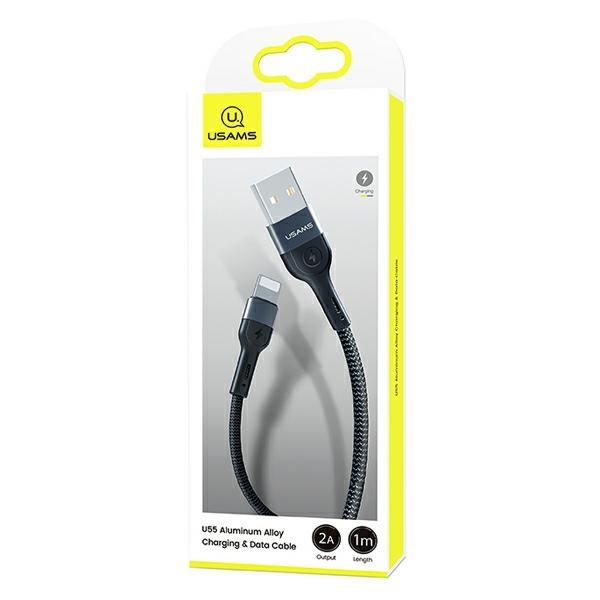 USAMS Braided Cable U55 2A Lightning black/Black 1M Sj448Usb01 (Us-Sj448)