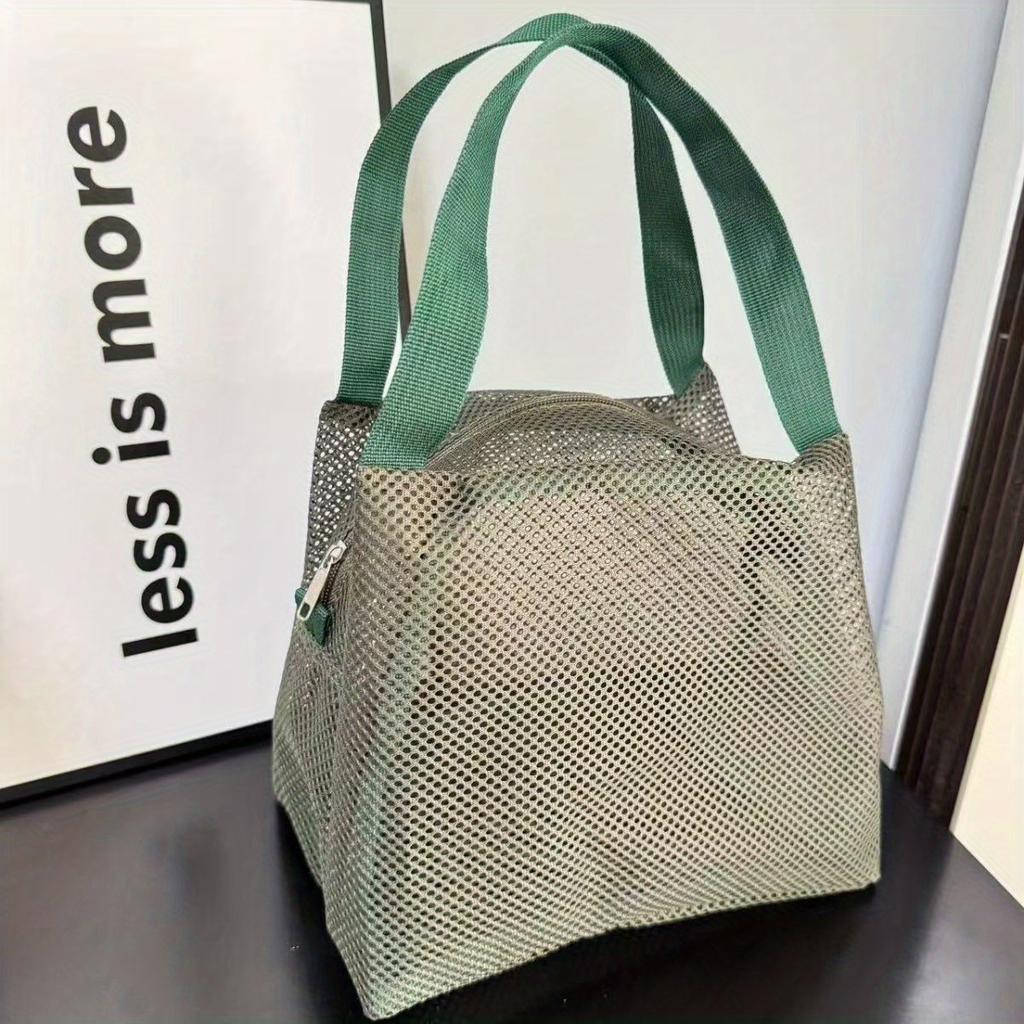 1pc, Large Capacity Mesh Bag with Handle, Travel Storage Bags, Toiletry Bag,Makeup Bag, Portable Beach Bag,Cosmetic Zipper Pouch