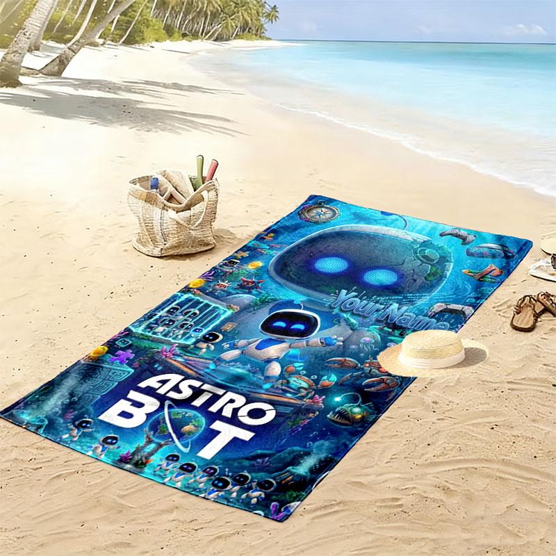 ASTRO BOT Custom Name Print Beach Towel, Large Soft Quick Dry Towel for Beach Camping Swimming