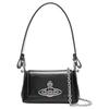 Hazel Iconic Saturn Logo Detail Calfskin Shoulder Bag Women Shoulder Bag Black 4603000IWL00BR001