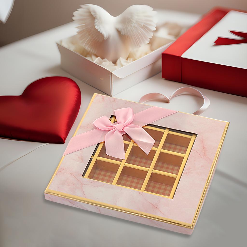 9 Grids Biscuit Boxes Packaging Lightweight Chocolate Display Box Multifunctional Valentines Cookie Boxes for Him Her Holiday