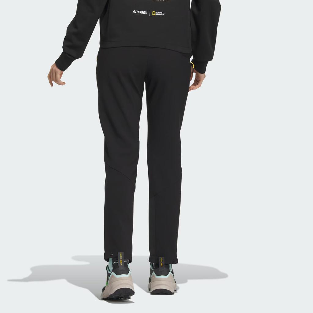 Adidas X Colaboración National Geographic Softshell Estampado de Letras Deportes al Aire Libre Pantalones Largos Pantalones de Mujer Negro IL8987