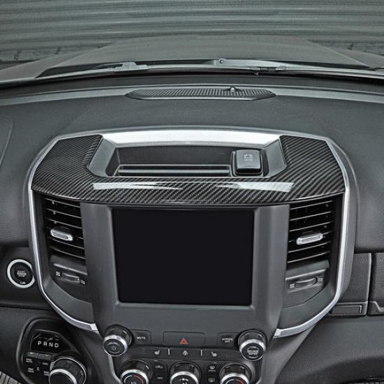 Center Console Storage Box Cover Trim Frame Carbon Fiber For Dodge RAM 1500 18+