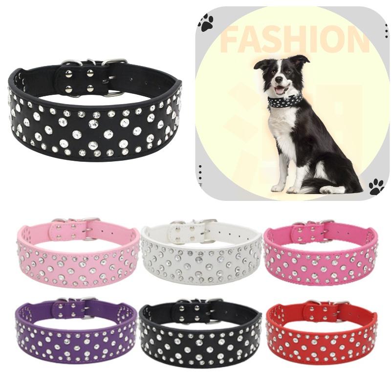 Expandable Pet Collar Chain With Gorgeous Rhinestone Design Various Colors Available