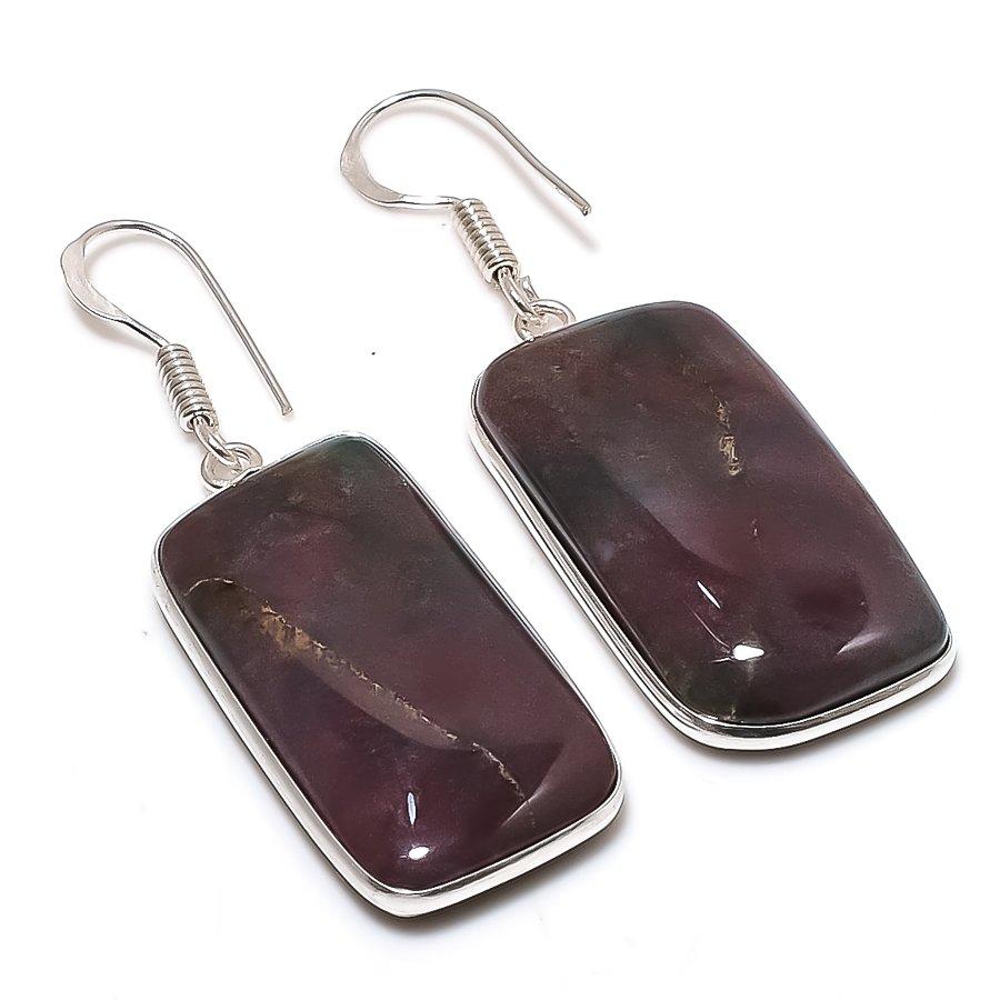 Natural Lodolite Quartz Gemstone 925 Sterling Silver Jewelry Earring 1.97 AE-12448