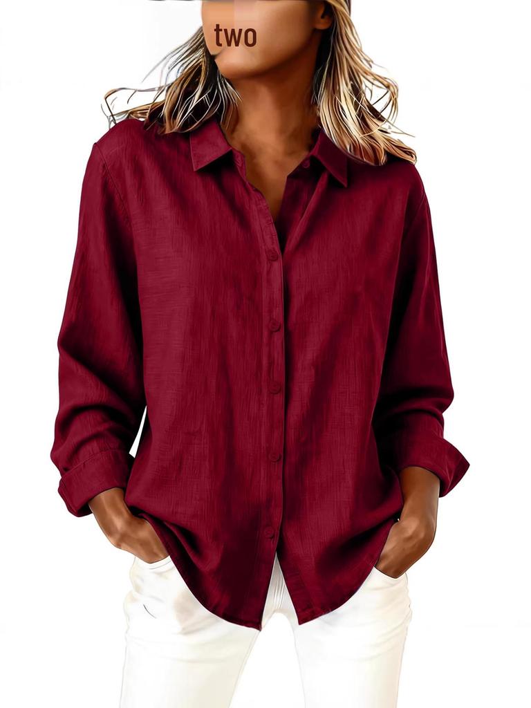 Women's Cotton & Linen Lapel Cardigan – Casual Spring/Summer Long Sleeve Shirt