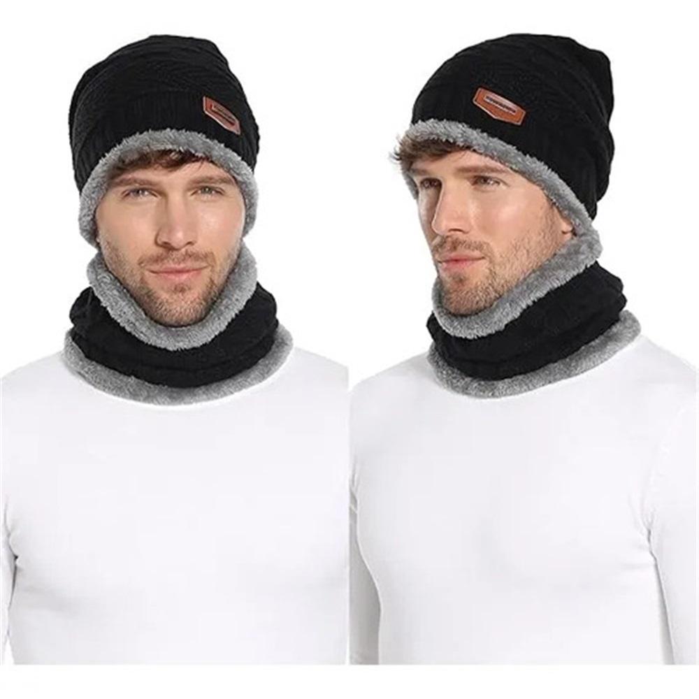 Men's Women's Winter Beanie Scarf Set Warm Knit Hat Thick