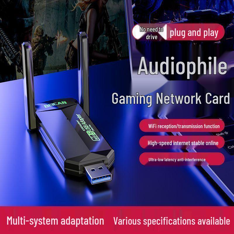 Driver-Free 5G Dual-Band WiFi 6 USB Network Adapter for Desktop Computers