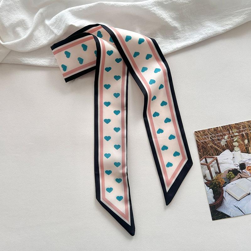 Luxury  Scarf Red Stripe Printing Women Scarf Bag Hair Skinny Silk Scarves Lady Foulard Neckerchief Headband