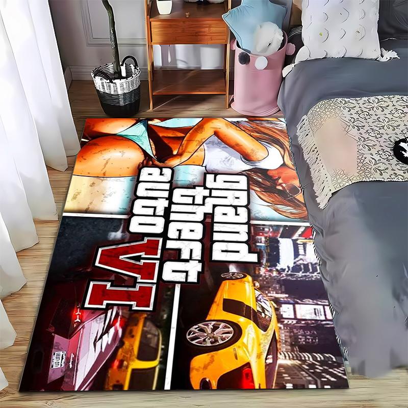 

GTA sexy girl printed flannel carpet, non-slip, suitable for bedroom, living room, and children s room decoration 40x60cm( 15x23in )
