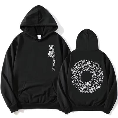 Men's Minimalist Hoodie Abstract Letter Graphic Back Print Oversized Pullover Sweatshirt Korean Streetwear Y2K Style