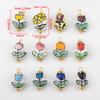 2-pack Ceramic Flower Pendant Multi-color Tulip Flower Retro Oil Painting Style Pendant DIY Necklace Earrings For Women