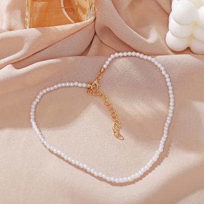 Yousheng Women Necklace Smooth Faux Pearl Adjustable Extended Length Retro Neck Decoration Jewelry Birthday Gift Party Prom Choker Necklace