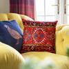 1Pc Red Persian Kilim Cushion Cover, Oriental Bohemian Rug Print Throw Pillow Case For Home Sofa Bedroom Decor
