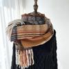 Women's High-End Plaid Tassel Shawl - Imitation Cashmere, Thickened & Warm for Autumn/Winter