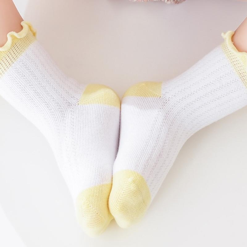 3 Pair/set Kids Socks Elastic Cuffs Breathable Mesh Design for Daily Use 0-5 Years Old Comfortable Summer Footwear