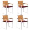 Exclusive House - Garden Chairs Set of 4 with Cushions Solid Acacia Wood