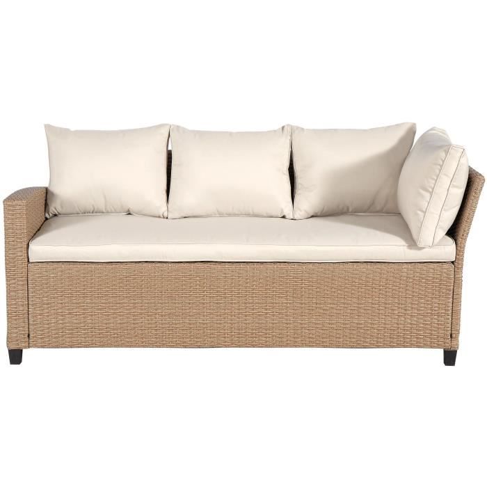 KAPAS Garden Furniture Set - 5 People - Steel and Woven Resin - Beige