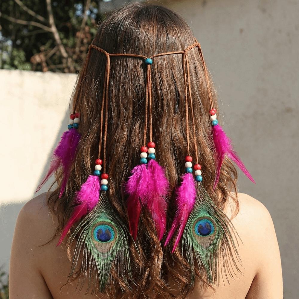 Cascading Tassels Bohemian Tassel Headband Tribal Feather Hair Extensions Spiritual Retreat Wear