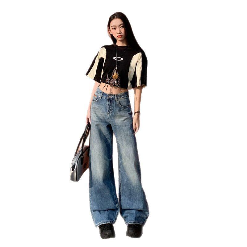 2025 Spring American Retro High Waist Wide Leg Jeans for Women - Spicy Girl