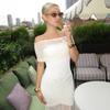 Spring Off-Shoulder Backless Maxi Dress For Women Gown Fashion Mesh Strapless Sleeveless Bodycon Long Dress Elegant