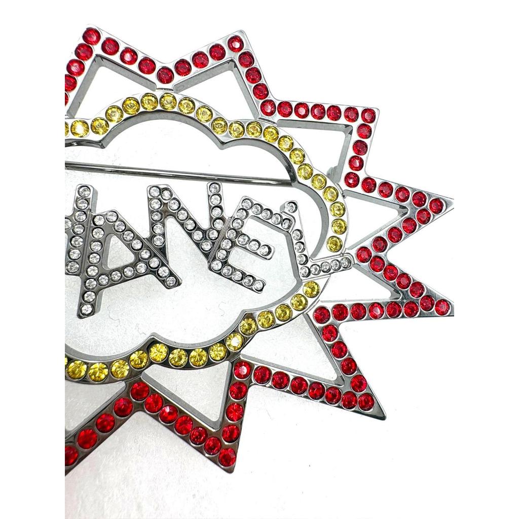 Used 【Beautiful Condition】CHANEL 2017 Logo Pop Art Crystal Brooch with Box