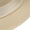 French Celebrity Flat Top Hat Summer Elegant Pearl Straw Seaside Sun Hat Children