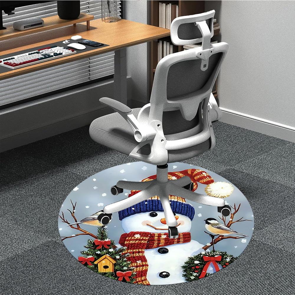

1pc Snowman Christmas Chair Carpet for Office, Soft, Non-Slip Polyester Mat, Office, Entryway, Living Room, Bedroom, yy251207223 80cm by 80cm
