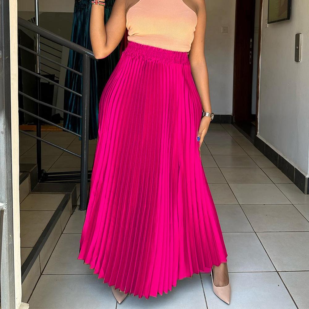 Spring and Summer Oversized Women's Clothing, High Waisted, Elegant and Fashionable, Large Swing Skirt, A-line Skirt, Half Length Skirt, Pleated Skirt