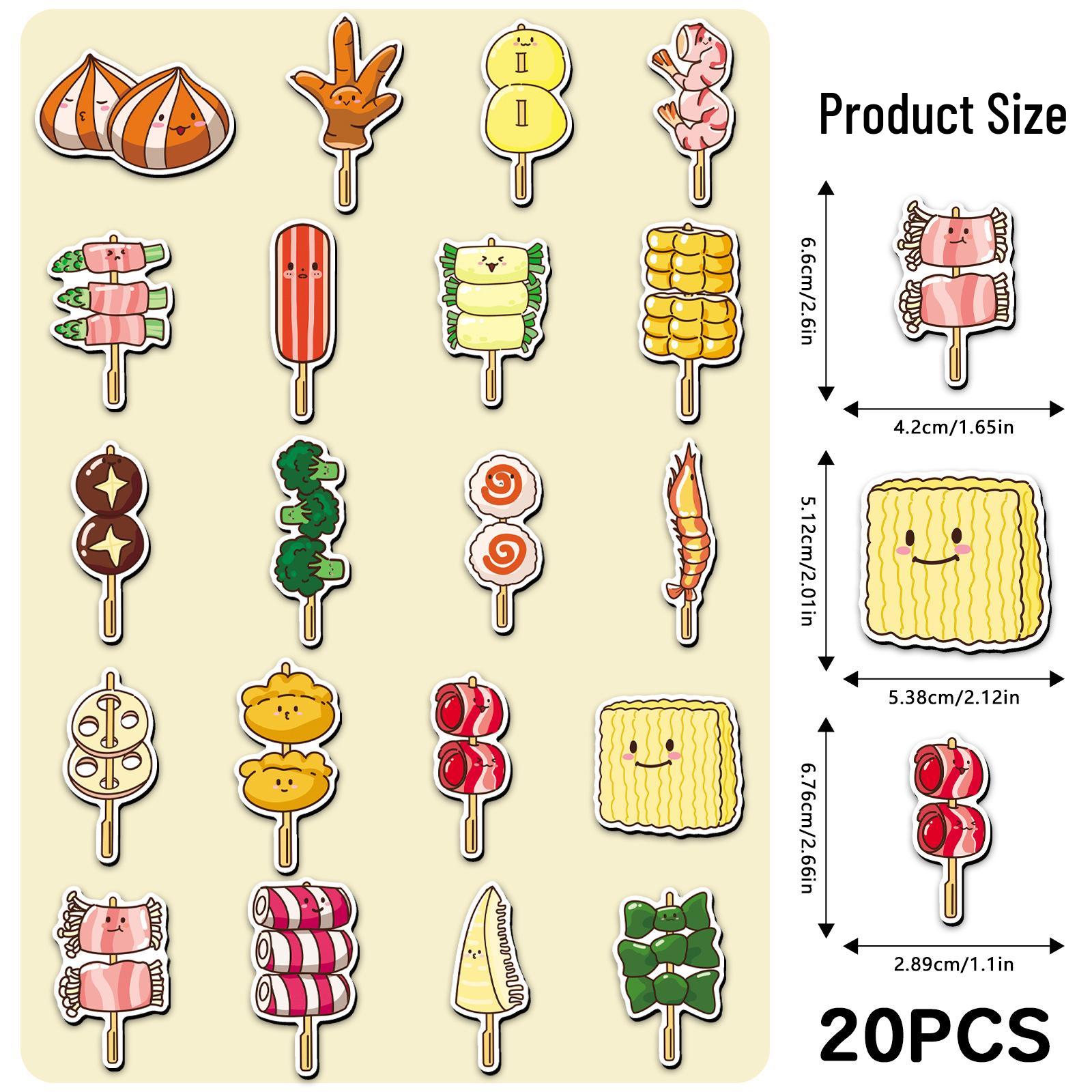20 Original Skewer Food Magnets - Waterproof Metal Decor for Fridge & Desktop