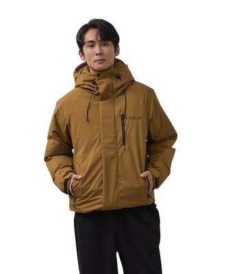 FIRST DOWN Padded and Size XL Men's Jacket, Water-Repellent, Windproof, Warm, High-Neck Hoodie, Beige,
