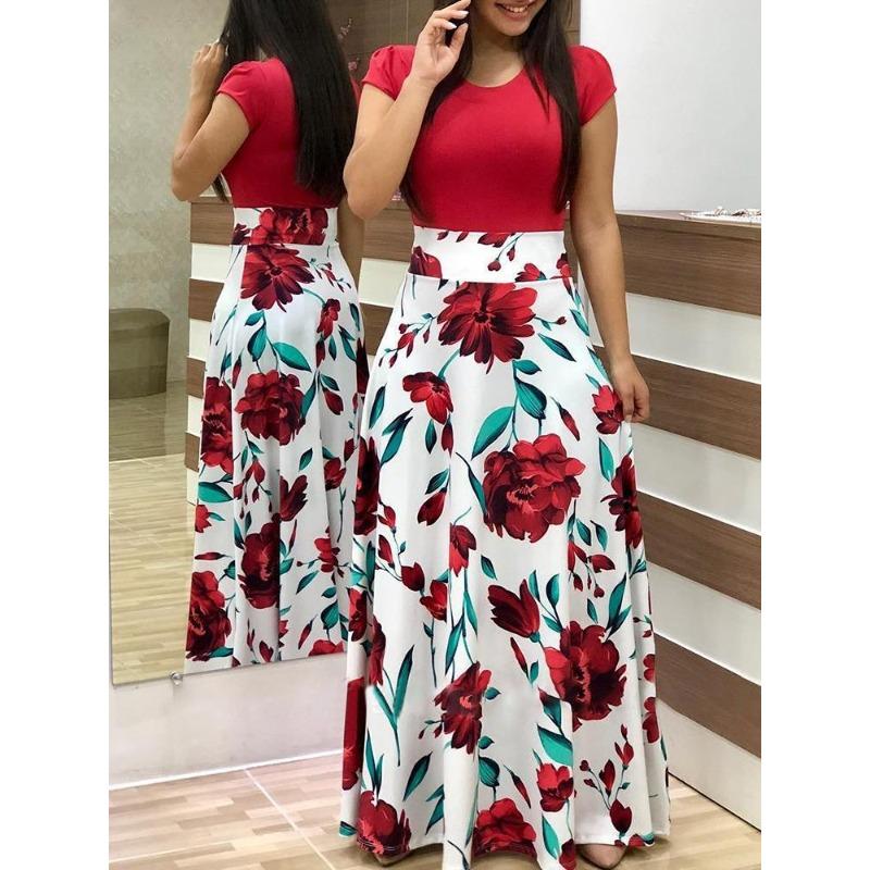 JPNTKY Fashion Summer Spring O-Neck Casual Dresses