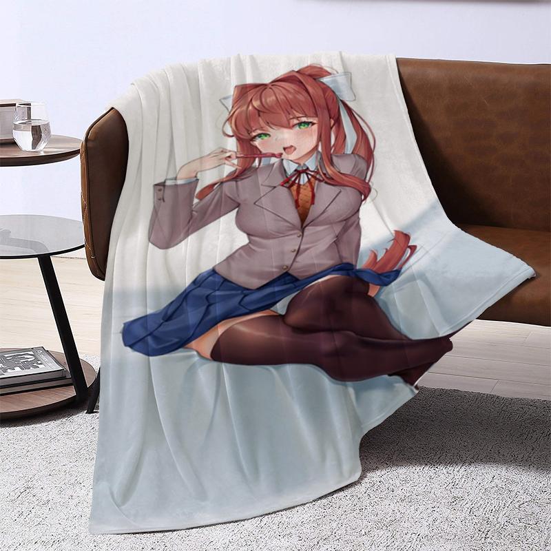 D-Doki Doki L-Literature Club Anime Throw Summer Blanket Fluffy Microfiber Bedding Portable Bed Blankets for Decorative Sofa