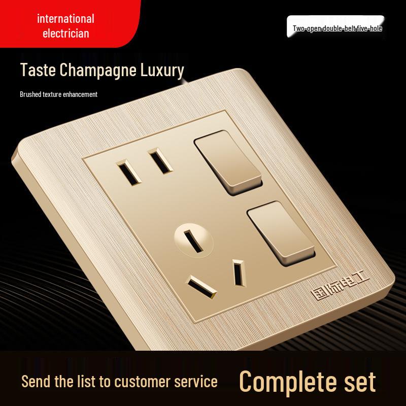 Type 86 Recessed Wall Switch and Socket Panel with USB and Multi-Hole Power Outlets