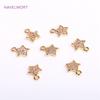 14K Gold Plated 7.5mm Cute Pentagram Earring Charms Inlaid Zircon Tiny Star Pendants DIY Jewelry Making Accessories Wholesale