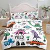 Kids Cartoon Dinosaur Bedding Set KingQueenFull Size Cute Animal World Duvet Cover Orange Yellow Polyester